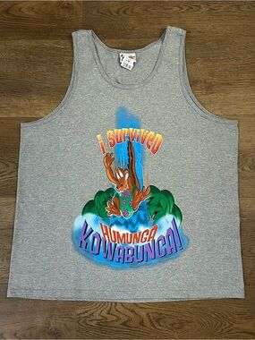 Vtg Disney World Typhoon Lagoon I Survived Humunga Kowabunga Ride Tank Top Sz XL